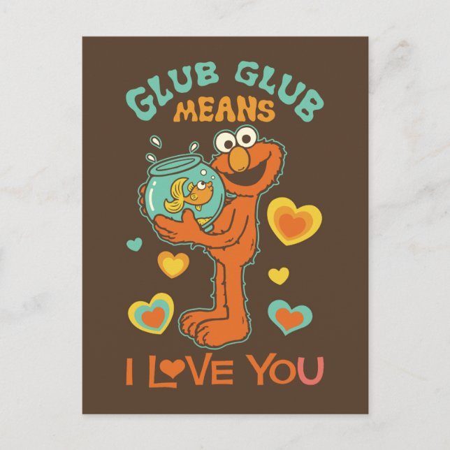 Elmo Holding seinen Haustier Goldfish Postkarte (Vorderseite)