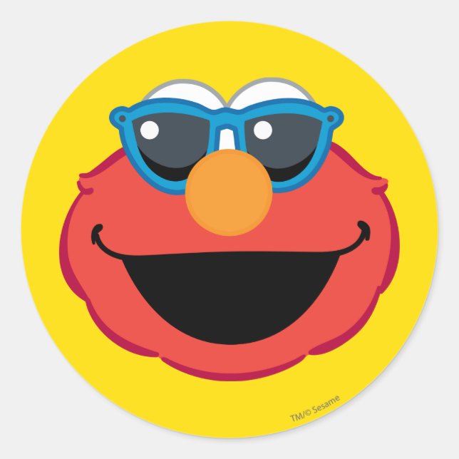 Elmo Lächeln Gesicht mit Sonnenbrille Runder Aufkleber (Vorderseite)