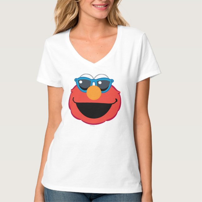 Elmo Lächeln Gesicht mit Sonnenbrille T-Shirt (Vorderseite)