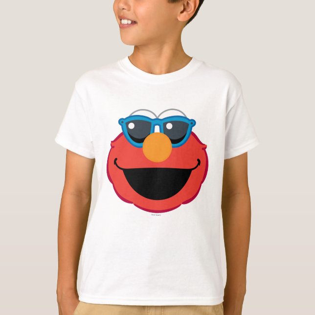 Elmo Lächeln Gesicht mit Sonnenbrille T-Shirt (Vorderseite)