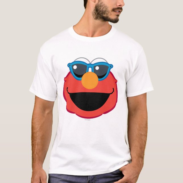 Elmo Lächeln Gesicht mit Sonnenbrille T-Shirt (Vorderseite)