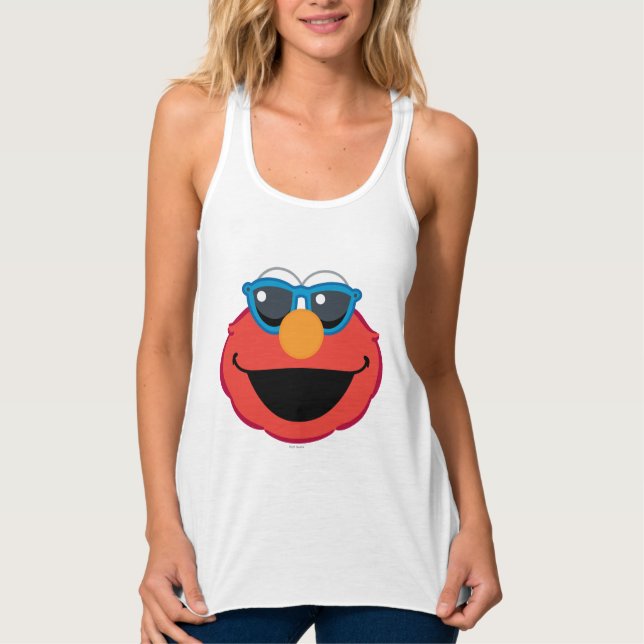Elmo Lächeln Gesicht mit Sonnenbrille Tank Top (Vorderseite)