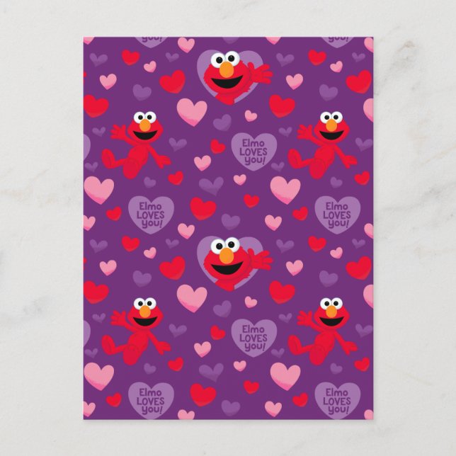 Elmo Lieben You Valentine's Day Pattern Postkarte (Vorderseite)