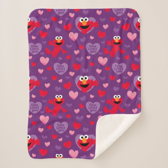 Elmo Lieben You Valentine's Day Pattern Sherpadecke (Vorderseite)