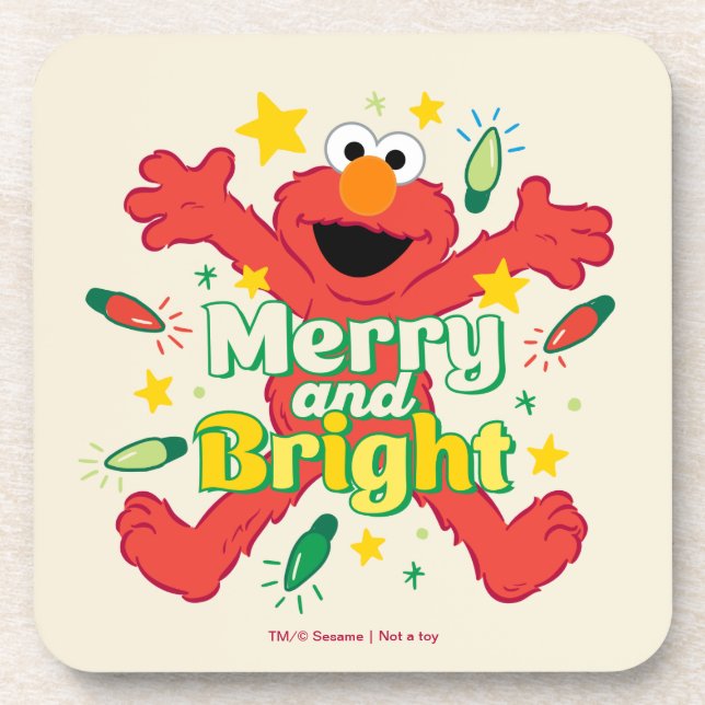 Elmo | Merry und Bright Getränkeuntersetzer (Vorderseite)