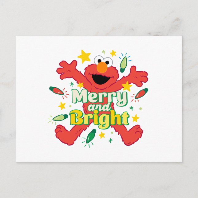Elmo | Merry und Bright Postkarte (Vorderseite)