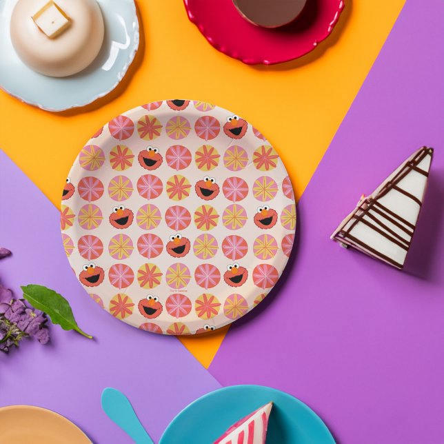 Elmo Pom-Pom Muster Pappteller (Plate on table)