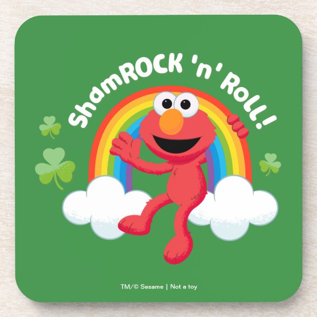 Elmo | Shamrock 'n' Roll Regenbogen Getränkeuntersetzer (Vorderseite)
