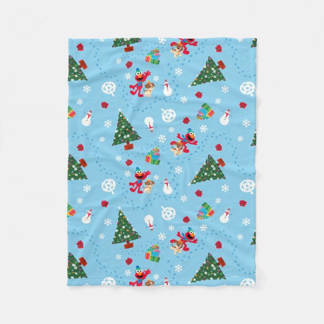 Elmo & Tango Blue Christmas Pattern Fleecedecke (Vorderseite)
