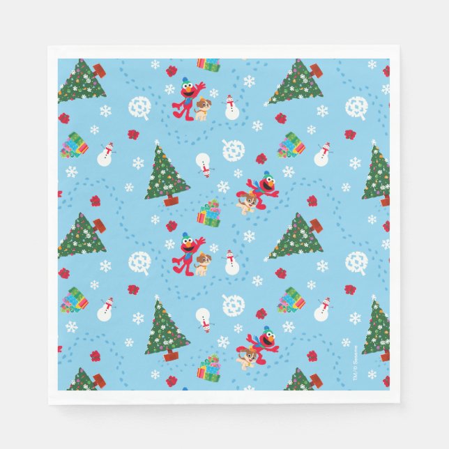 Elmo & Tango Blue Christmas Pattern Serviette (Vorderseite)