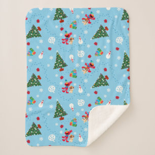 Elmo & Tango Blue Christmas Pattern Sherpadecke