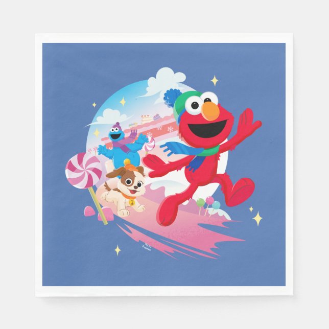 Elmo, Tango & Cookie Monster | Best Christmas Ever Serviette (Vorderseite)