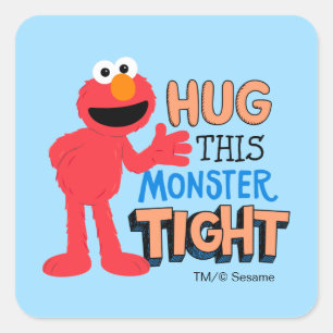 Elmo   Umarme dieses Monster fest Quadratischer Aufkleber