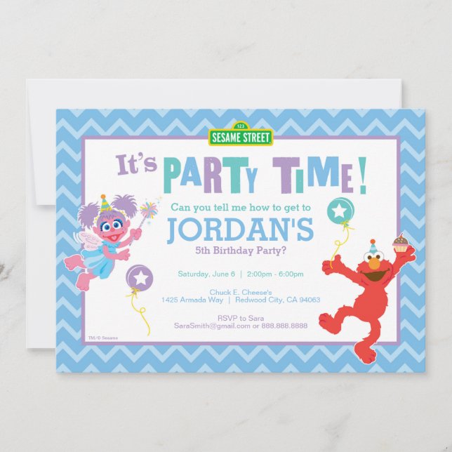 Elmo und Abby Birthday Einladung (Vorderseite)