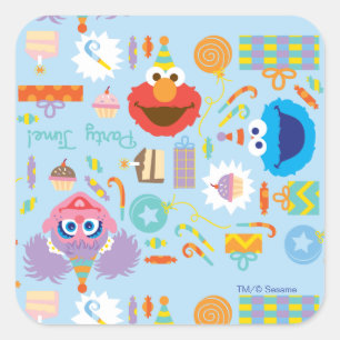Elmo und Abbys Geburtstag Quadratischer Aufkleber