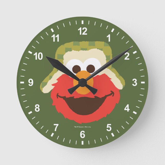 Elmo Woodland Face Runde Wanduhr (Vorderseite)