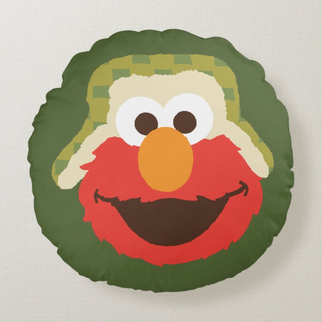 Elmo Woodland Face Rundes Kissen (Vorderseite)