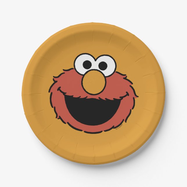 Elmos lächelndes Gesicht Pappteller (Vorderseite)