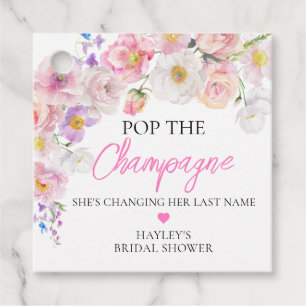 Eloise Floral Pop Champagne Brautparty Geschenkanhänger