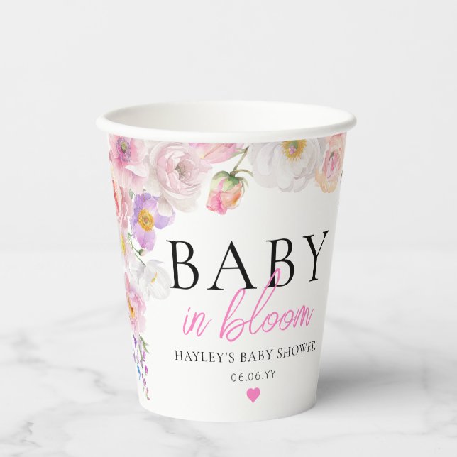 Eloise Pink Floral Baby in Bloom Pappbecher (Vorderseite)