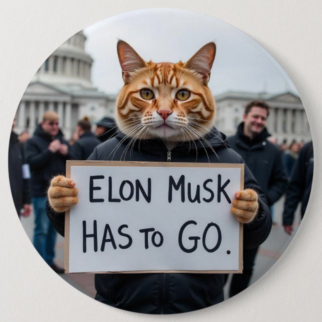 Elon Musk muss Katzenpolitik machen Button (Vorderseite)