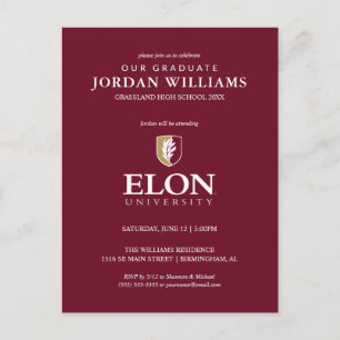 Elon University   Abschluss Ankündigungspostkarte