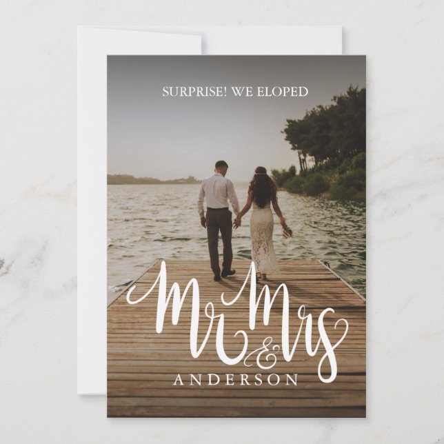 Eloped Mr. [Nachname] Heiratsankündigung Einladung (Vorderseite)