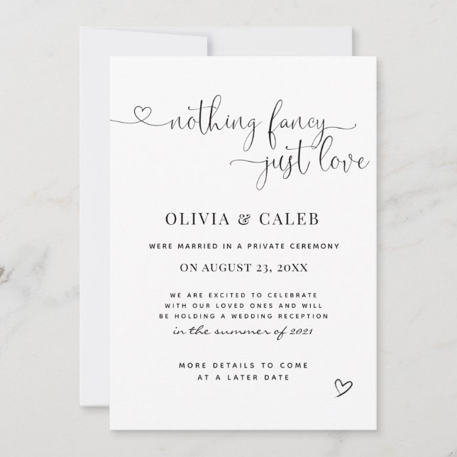 Eloped Wedding Announcement Einladung (Vorderseite)