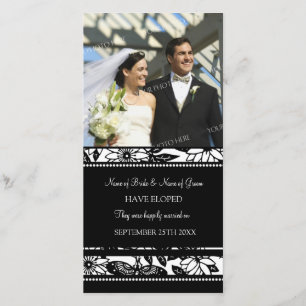 Elopement Ankündigung Foto-Karte Schwarze Blume