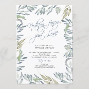 Elopement Empfang Nichts Extravagant nur Liebe Einladung