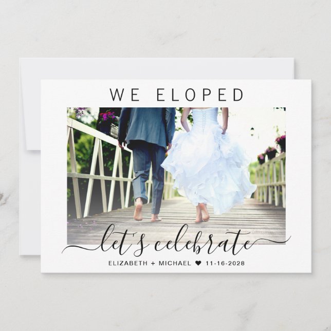 Elopement Foto Hochzeitfeier Empfang Einladung (Vorderseite)