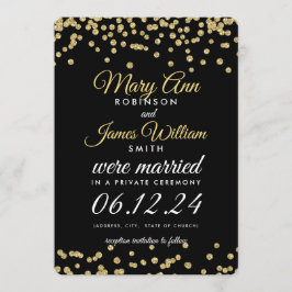 Elopement Gold Imitate Glitzer Confetti Black Einladung