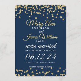 Elopement Gold Imitats Glitzer Confetti Navy Blue Einladung
