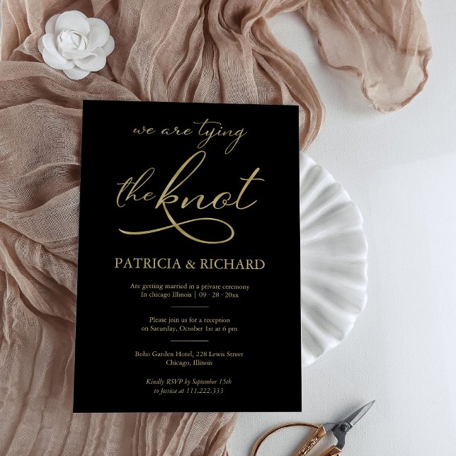 Elopement-Hochzeit mit Schwarz-Gold-Foil-Kalligraf Einladung (Von Creator hochgeladen)