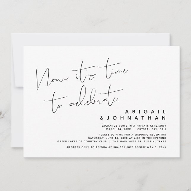 Elopement, jetzt ist es an der Zeit zu feiern Einladung (Vorderseite)