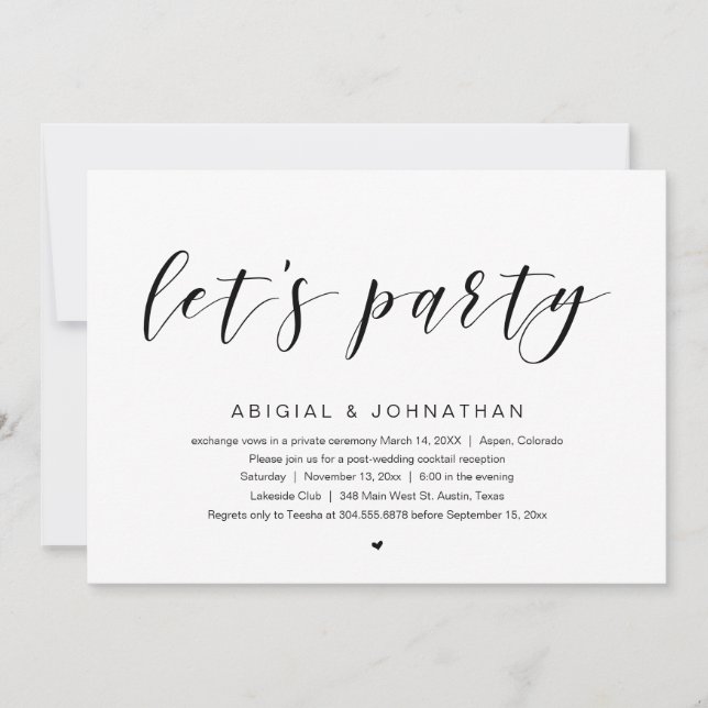 Elopement-Party, Party Einladung (Vorderseite)