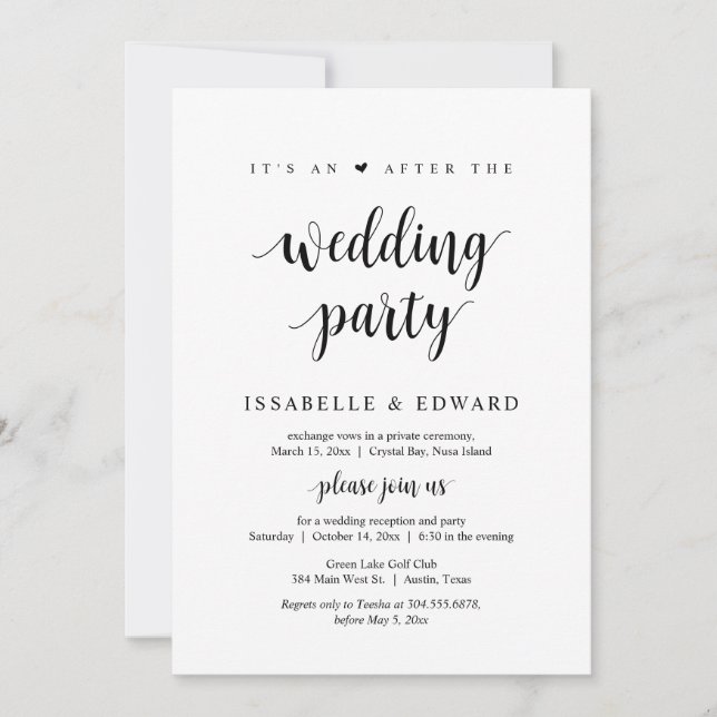Elopement, seine und nach der Hochzeitsfeier Einladung (Vorderseite)