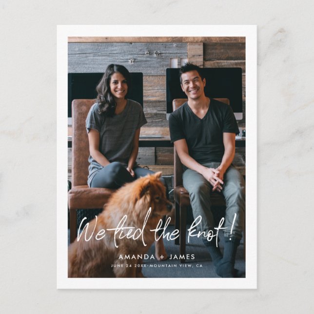 Elopement Wedding Announcement Postcard mit Foto Ankündigungspostkarte (Vorderseite)