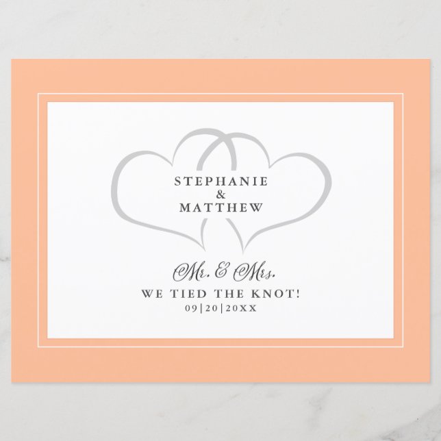 Elopement Wir tied den Knoten Mr & Mrs Peach Postc (Vorderseite)