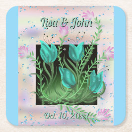 Eloquent Aquamarine Blume Hochzeiten Untersetzer