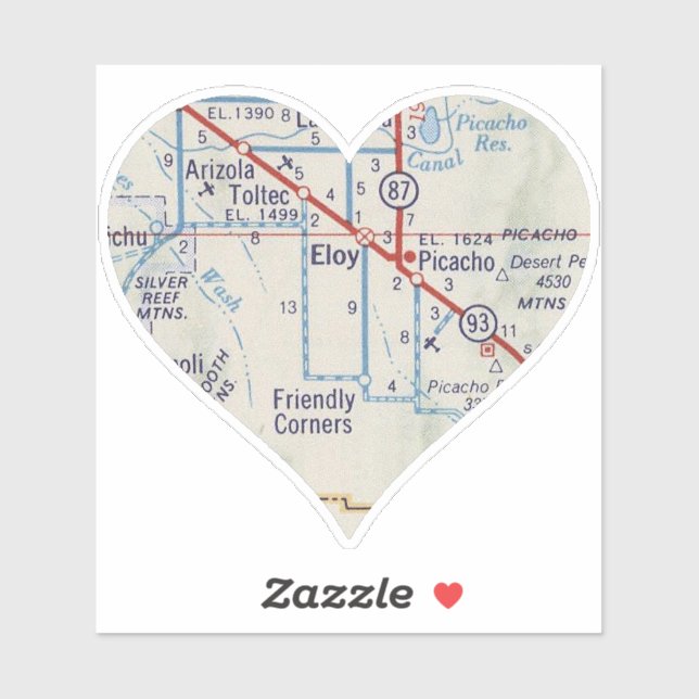 Eloy Arizona Vintage Karte Aufkleber (Blatt)