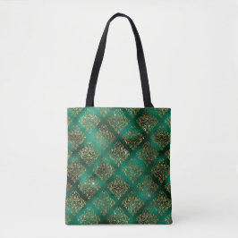Elrgant Green Gold Glitzer Damask Chic