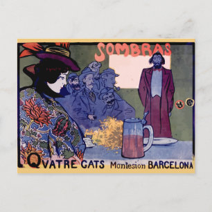 "Els Quatre Gats" Kartell modernista de Ramón Casa Postkarte