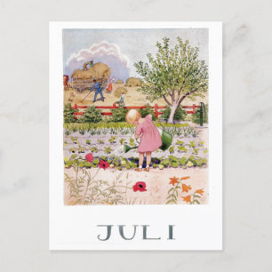 Elsa Beskow Juni Vintage Postkarte