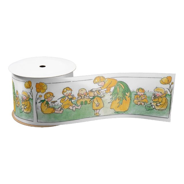 Elsa Beskow Whimsical Blume Mother and Children Satinband (Spule)