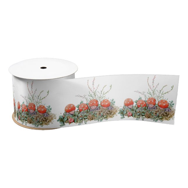 Elsa Beskow Whimsical Mushroom Children Satinband (Spule)