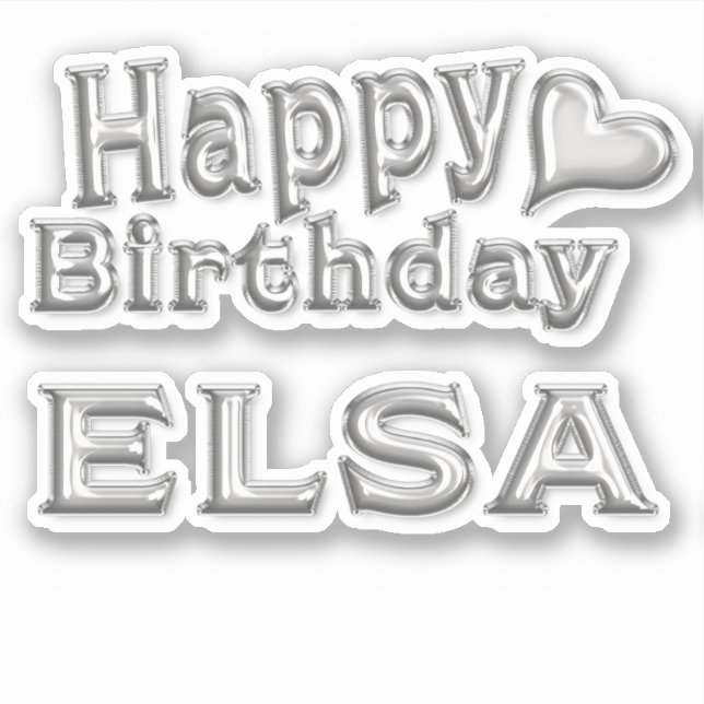 Elsa Happy Birthday silver Aufkleber Sticker (Vorderseite)