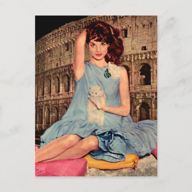 Elsa Martinelli und das weiße Kätzchen Postkarte (Vorderseite)