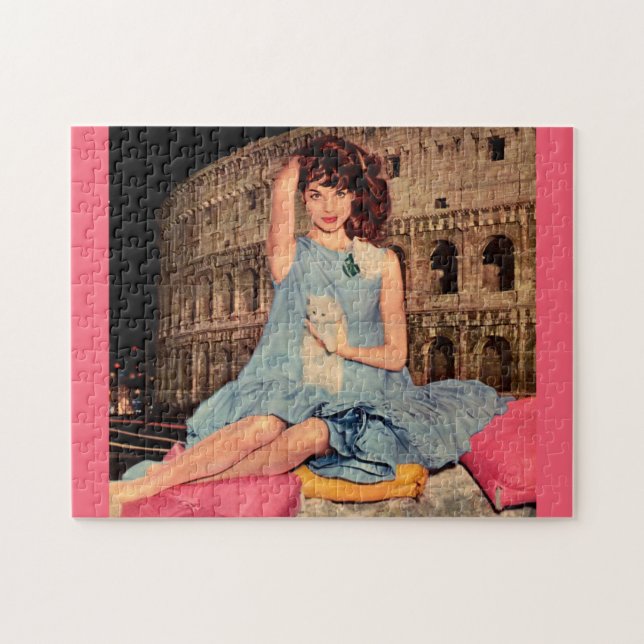 Elsa Martinelli und das weiße Kätzchen Puzzle (Horizontal)