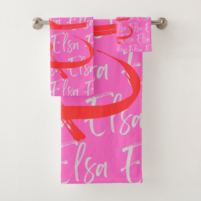 Elsa Wiederholungsnamensmuster Badhandtuch Set (Insitu)